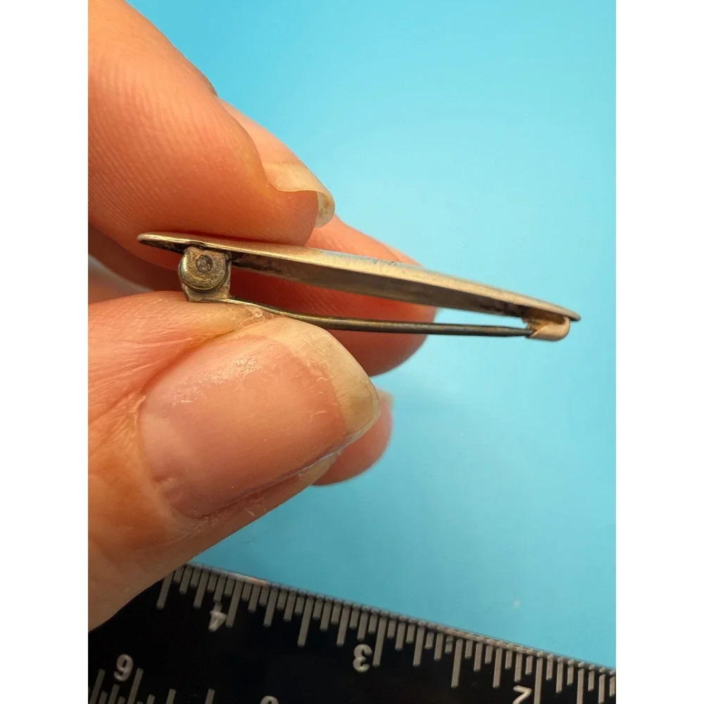 Vintage Sterling Silver Engraved‎ Bar Brooch Floral Cigar Pin Antique Style 1.5